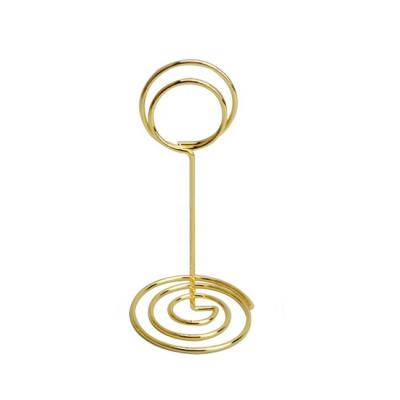 China Table number holder wedding table name card holder gold color metal wedding card table number holder for sale