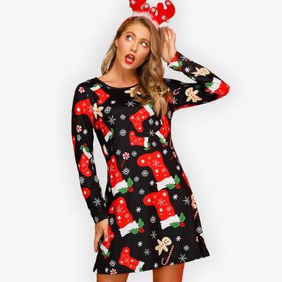 China 2022 Anti-Static Hot Selling Printed Sleeveless Christmas Dresses For Women Clothes for sale