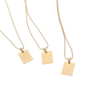 China Personalized High-End Lead Free Nickel Free Jewelry Fashion Necklace Name Plate Square Men Women Pendant Necklaces for sale