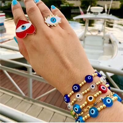 China Factory Direct Sales Lead Free Stainless Steel Nickel Free 18K Gold Ring Jewelry Enamel Heart Double CZ Color Rings For Women for sale