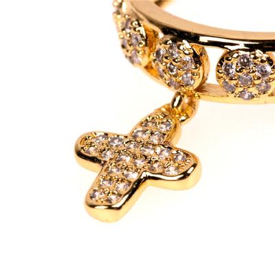 China 2021 New Rings 18k Lead Free Nickel Free Advanced Gold Plated Inlay Zircon Ring Cross Pendant Ring for sale