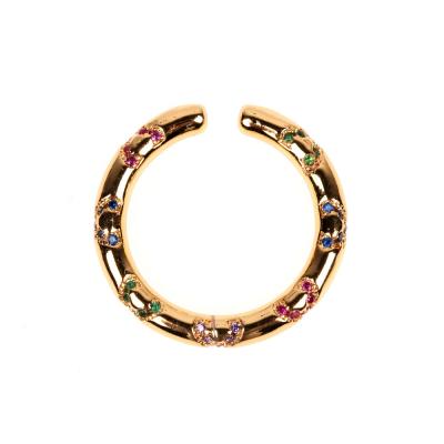 China Fashion Hippie Index Finger Ring 18k Common Gold Plated Nickel Free Common Gold Plated Rainbow Hip Hop Ring for sale