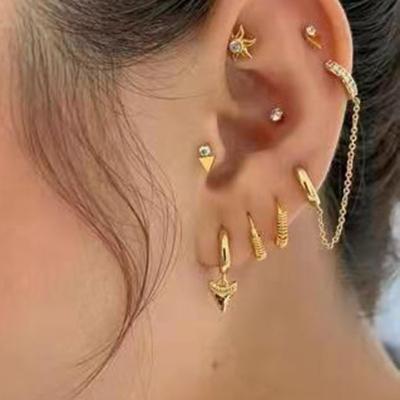 China 2021 High Quality Stainless Steel Gold Plated Jewelry 18K PVD Metal Ring Wrap Earring Lead Free Nickel Free Trendy Earrings for sale