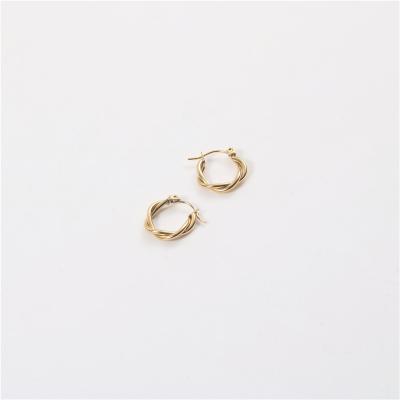 China Lead Free Nickel Free High End 18K Gold Plated Twisted Circle Earring Stainless Steel Dangle Earrings for sale