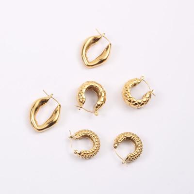 China 2021 Irregular Hoop Earring 18K Gold PVD Drop Link Chain Earring Fashion Irregular Jewelry Circle Hoop Earrings Lead Free Nickel Free Stainless Steel for sale