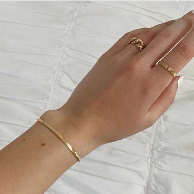 China Wholesale Stylish Stainless Fishbone Lead Free Nickel Free Stainless Steel Chain Bracelet Bangle for sale