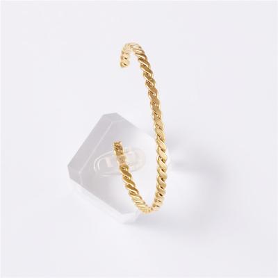 China High End Lead Free Nickel Free Gold Plated Adjustable Braided Stainless Steel Open Twist Bangle Cuff Bracelet Wholesale for sale