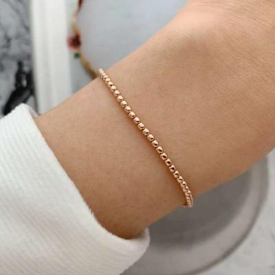 China Lead Free Nickel Free High End 18K Gold Plated Small Stainless Steel Beads String Bracelet Gold Beaded Bracelet For Women Jewelry Wholesale for sale