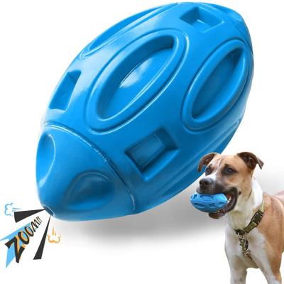 China Outdoor Durable Dog Toy Rubber Sounding Rugby Bite Heavy Duty Sounding Ball for sale