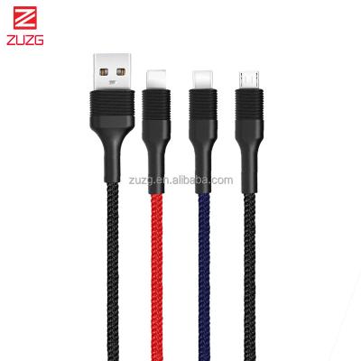 China ZUZG single 2.4A three in one type-c fast charging frosting cable usb cable charging for sale