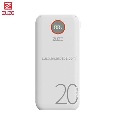 China Easy Fast Charging Carry ZUZG Power Bank, 22.5W 20000mAh Fast Charging Powerbank, PD20W QC3.0 Portable Charger, with LED Display Battery Pack for sale