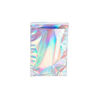 China Custom Design Logo Jewelry Clear Front New Aluminum Rainbow Moisture Proof Holder Glossy Pouch Tote Bags Ziplock Pvc Plastic Holographic Cosmetics for sale