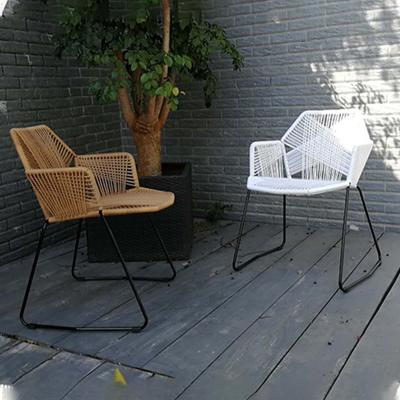 China Modern simplicity Wholesale Patio Furniture Outdoor Rattan Woven Rope Dining Chair Garden Weave Rope Chair for sale