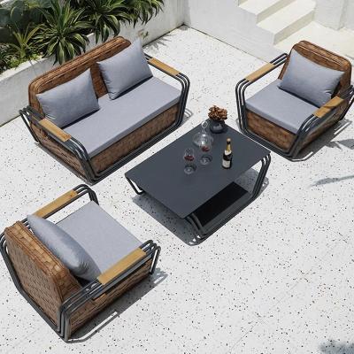 China Modern Simplicity Best Selling Patio Sets Aluminum Garden Sofas Rattan Waterproof Outdoor Furniture Sofa Set for sale