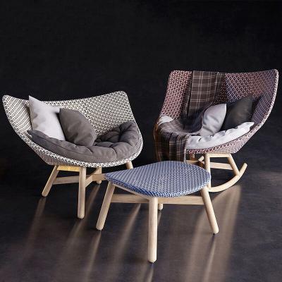 China Modern Wicker Recliner Chair Modern Wicker Outdoor Chair Teak Wood Outdoor Lounge Single Rocking Chair for sale