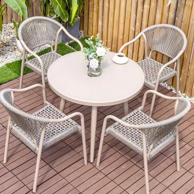 China Modern Simplicity Outdoor Rattan Tables Chairs Set PE Rattan Furniture Outdoor Courtyard Balcony Rattan Chair for sale