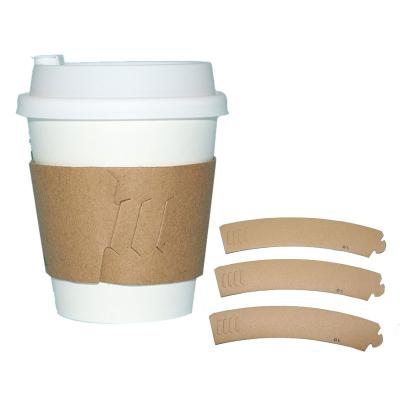 China Brown 12oz/16oz/22oz/24oz Disposable Custom Adjustable Cups Board Coffee Cup Sleeve Kraft Paper Sleeves/Warm Cup Jackets for sale