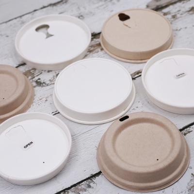 China Non Puddle Bagasse Cup Lid Biodegradablep Drink Cups Eco Friendly Hot Cold Coffees Juice Shops for sale