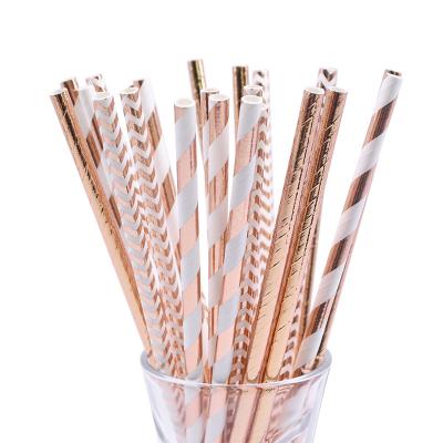 China Biodegradable Paper Straws Wedding Party Supplies 19cm Drinking Straws Birthday Baby Shower Multicolor Paper Blue Decoration for sale