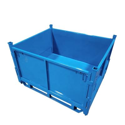 China Heavy Duty Industrial Foldable Steel Storage Container Bin with Powder Coating Finish for sale