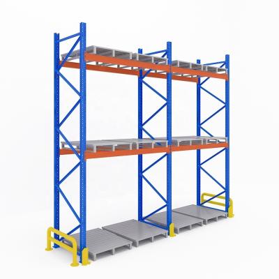 China Heavy Duty Double Uprights Metal Steel Rack for Warehouse 3 Layer Storage Pallet for sale