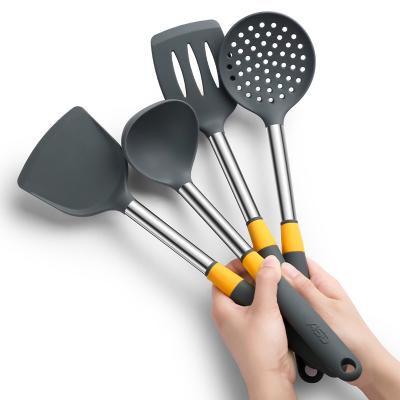 China Sustainable ASD Black Stick Non Cooking Tools Silicone Kitchen Utensils Set Silicone Utensil Set for sale