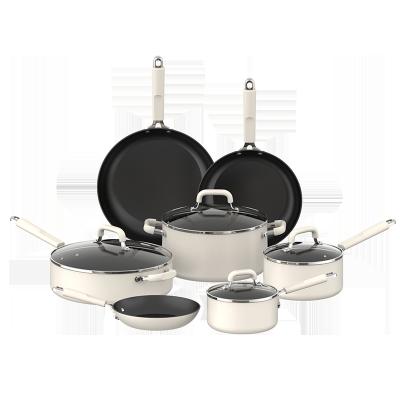 China Sustainable ASD 11 Piece Cookware Sets Nonstick Aluminum Cooking Pots With Soup And Stock Pots Frying Pan Set for sale