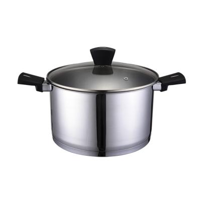 China 24cm New Arrival Sustainable Cookware Cooking Pan Stainless Steel Soup Pot With Glass Lid for sale