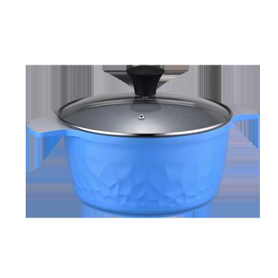 China Asd Blue 24cm Casserol Sustainable Aluminum Stock Pots Induction Cooker Soup Pot Pan With Lid for sale