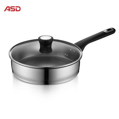 China Contemporary Wholesale 26CM Custom Cookware Sets Non-Stick Stainless Steel Pan With Glass Deep Fryer Cooking Cover for sale