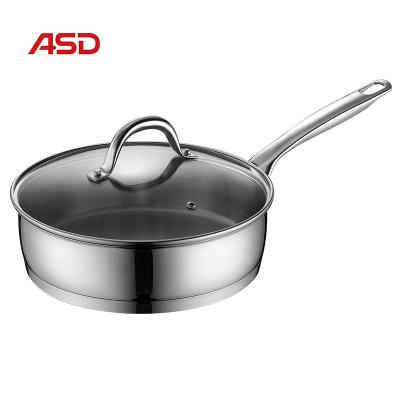 China ASD Contemporary Wholesale Custom Cookware Sets Frying Pan Stainless Steel Fryer Pan Nonstick Frying Pan With Lid for sale