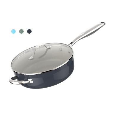 China From Europe 26cm Home Kitchen High Quality Aluminum Non Cooking Stick Chefs Pans Deep Fryer Pan Skillet Saute Pan With Lid for sale