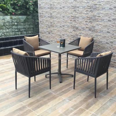 China Outdoor Furniture Aluminum Outdoor Hotel Garden Frame Leisure Treasure Design Modern Luxury Rope Woven Dining Chair for sale