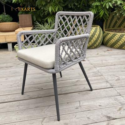 China Weave chair dining table combination outdoor dining slate dining table aluminum alloy woven chair for sale