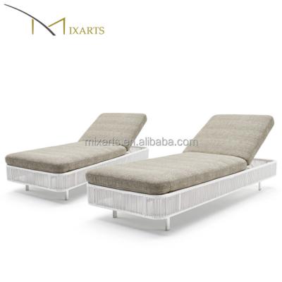 China Mixarts Outdoor Wicker Beach Furniture Rattan Outdoor Wicker Beach Chair Daybed Folding Armless Sunlounge for sale