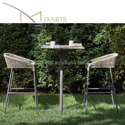 China Weather Resistant Mixarts Stainless Steel Rope Bar Stools Chair And Tables Outdoor Furniture For Sale for sale