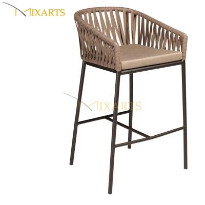 China Poolside Furniture Contemporary Barstool Black Rope Outdoor Bar Stools for sale