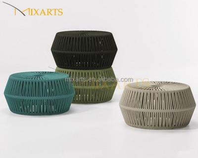 China Mixarts All Weather Outdoor Furniture Patio Aluminum Frame Rattan Stool Rope Pouf for sale