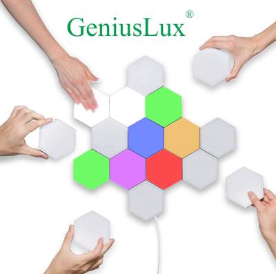 China Diy smart quantum led panel light hexagon smart electronics touch sensor modular light wall lamp for sale