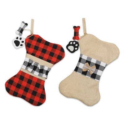 China Candy Bag Chimney Ornament Christmas Gifts Canvas Bones Canvas Ornaments Children's Stockings Pendant for sale