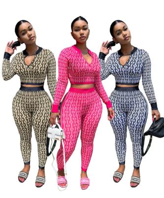 China 2023 Fall Winter QUICK DRY Warm Clothing Casual Gear Casual Stretch Print Geometry Knitted 2 Piece Women Two Piece Set for sale