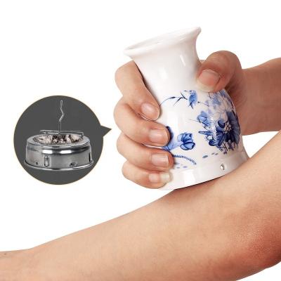 China Antique Chinese Porcelain Body Blue And White Ceramic Mug For Moxibustion for sale