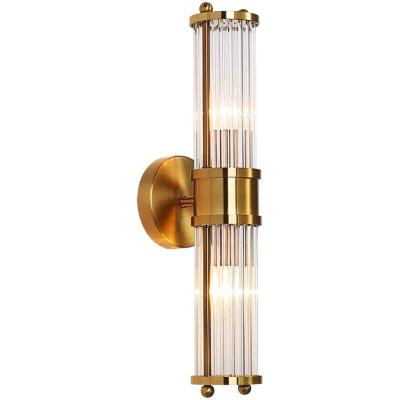 China Luxury Post Luxury Hotel Bed Glass Wall Lamp Modern Light Bronze Plating for sale