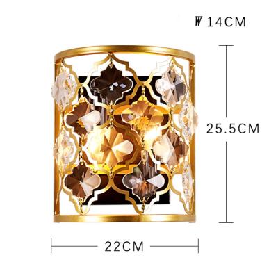 China Good quality modern decorative luxury modern K9 wall lamp gold finish crystal color for sale