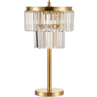 China American Luxury Modern Copper Clear Crystal K9 Table Lamp for Living Room Bedroom Guest Room for sale