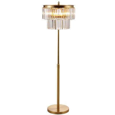 China American light luxury top selling luxury crystal floor lamp is suitable for household living room bedroom hotel guest room for sale