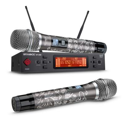 China Professional Handheld Karaoke Receiving Dual Channel STABCL Microphone UHF Wireless Microphone for sale