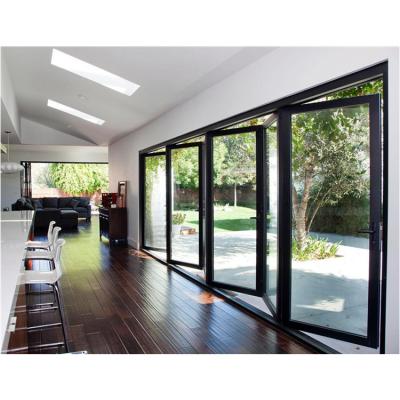 China Modern USA Certificate NFRC Thermal Break Tempered Glass Aluminum Folding Door With Double Glazing for sale