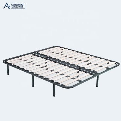 China Black Heavy Duty Storage Iron Platform Thicken Encrypted Solid Wood Slat Metal Bed Base for sale