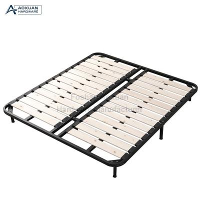 China Heavy Duty Wholesale Cheap Sturdy Thickened Low King Iron Platform Slatted Bed Frame MOQ Invoice for sale